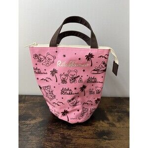San-X Rilakkuma Aloha Pink Mini Canvas Bag Rare 8.5”x8”
